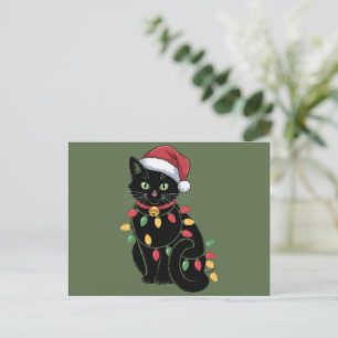 Black Cat Lover Christmas Kitten Gift Cat Mum Xmas Holiday Postcard