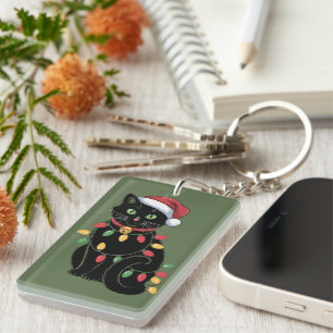 Black Cat Lover Christmas Kitten Gift Cat Mum Xmas Key Ring