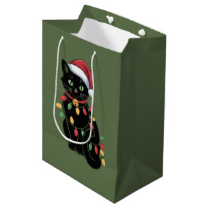 Black Cat Lover Christmas Kitten Gift Cat Mum Xmas Medium Gift Bag