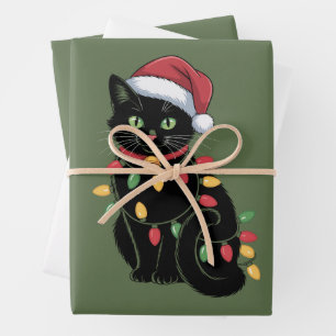 Black Cat Lover Christmas Kitten Gift Cat Mum Xmas Wrapping Paper Sheet