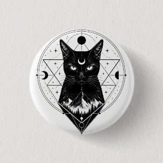 Black Cat Lover Patches. Magical Cat Patch/Badge 3 Cm Round Badge