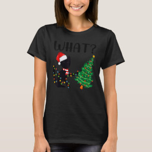 Black Cat Lover Xmas Santa Black Cat Christmas Tre T-Shirt