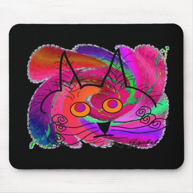 Black Cat Lovers Art Gifts Mouse Pad (Front)