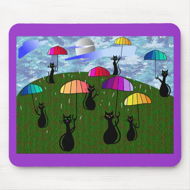 Black Cat Lovers Art Gifts Mouse Pad (Front)