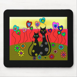 Black Cat Lovers Art Gifts Mouse Pad
