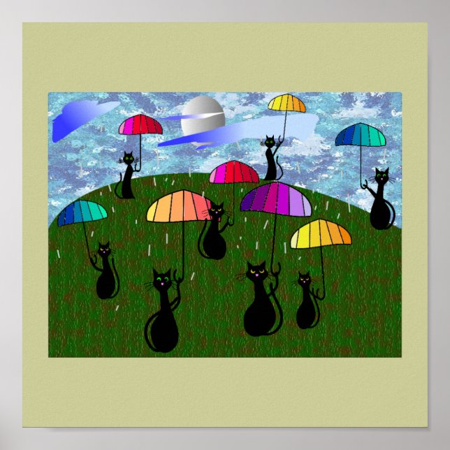 Black Cat Lovers Art Gifts Poster (Front)