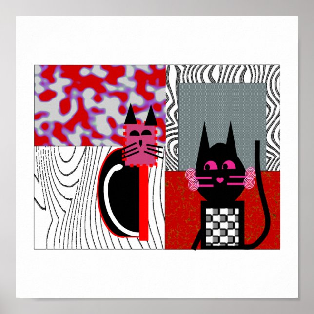 Black Cat Lovers Art Gifts Poster (Front)