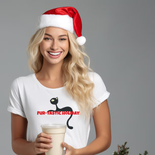 Black Cat Lovers’ Christmas funny red T-Shirt
