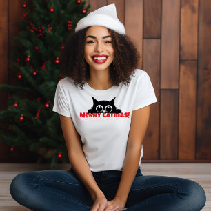Black Cat Lovers funny Christmas catmas T-Shirt