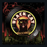 Black Cat LP Art Deco Poster<br><div class="desc">Are you the coolest cat around? We think so! ..and created the ultimate statement in mood and music. Sleek and smart, our combination of mysterious cat and smooth music label will have all your friends wondering where you got it.. grab yourself up some coolness with this Black Cat Records design...</div>