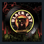 Black Cat LP Art Deco Poster<br><div class="desc">Are you the coolest cat around? We think so! ..and created the ultimate statement in mood and music. Sleek and smart, our combination of mysterious cat and smooth music label will have all your friends wondering where you got it.. grab yourself up some coolness with this Black Cat Records design...</div>