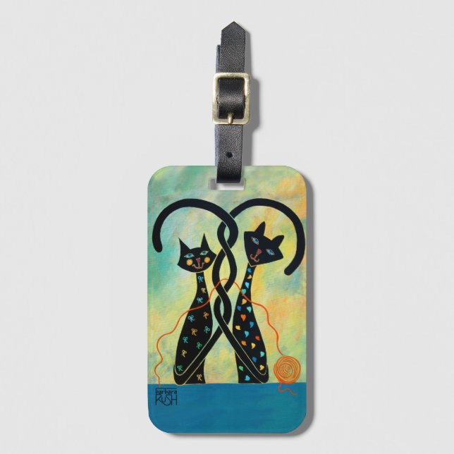 Black Cat Luggage Tag (Front Vertical)