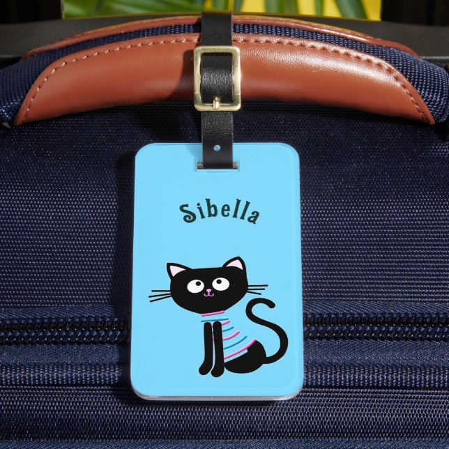 black cat  luggage tag (Front Insitu 2)