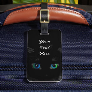 Black Cat Luggage Tag - Custom Text Name