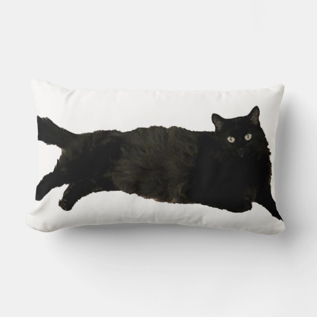 black cat lumbar pillow (Front)