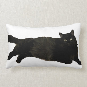 black cat lumbar pillow