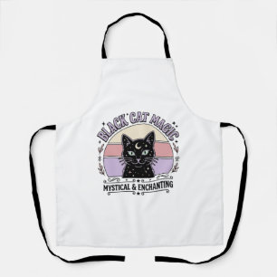 Black Cat Magic Cat Black Cat Vintage Vector Art S Apron