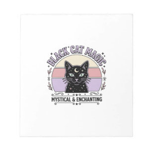 Black Cat Magic Cat Black Cat Vintage Vector Art S Notepad