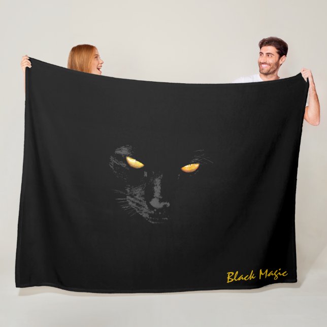 Black Cat Magic chic customisable Fleece Blanket (In Situ)