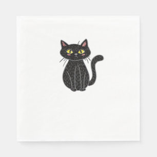Black Cat Magic – Cute & Spooky Halloween Cat Art Napkin