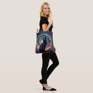 Black Cat Magical Moon Night - Nighttime guardian Tote Bag