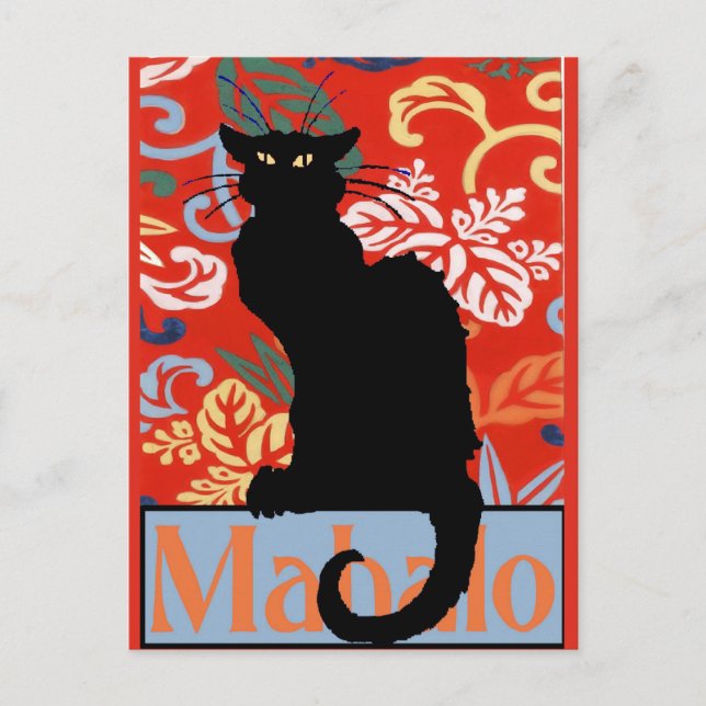 Black Cat, Mahalo, Thanks, Post Postcard (Front)