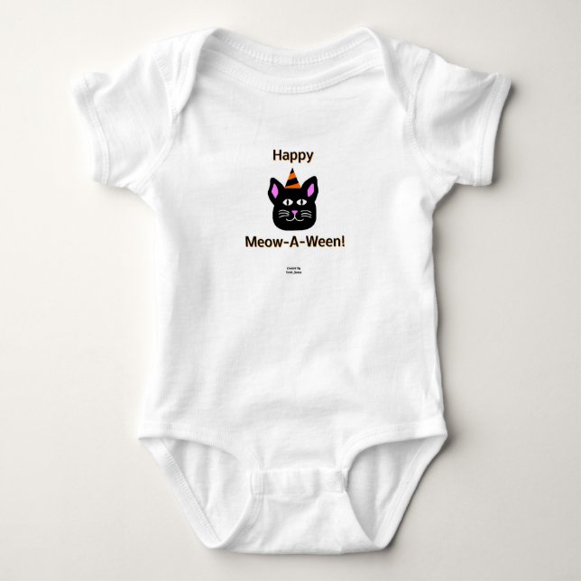 Black Cat Meow-A-Ween Baby Jersey Bodysuit (Front)