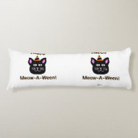 Black Cat Meow-A-Ween Body Pillow