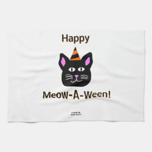 Black Cat Meow-A-Ween Kitchen Towel