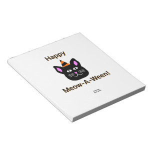 Black Cat Meow-A-Ween Notepad (14 cm x 15.2 cm)