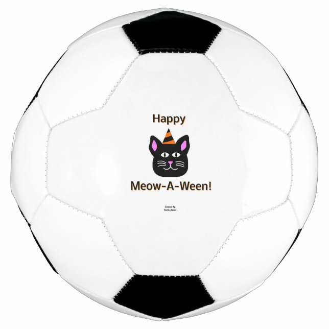 Black Cat Meow-A-Ween Soccer Ball (Front)