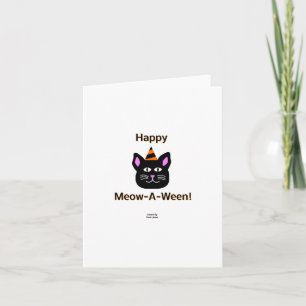Black Cat Meow-A-Ween Vertical Greeting Card