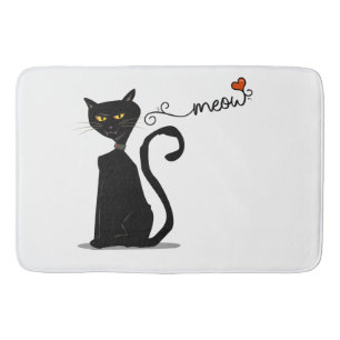 Black Cat Meow Bath Mat