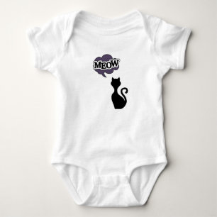 Black cat meow halloween costume baby bodysuit