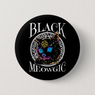 Black Cat Meowgic Halloween Witch Witchcraft 6 Cm Round Badge