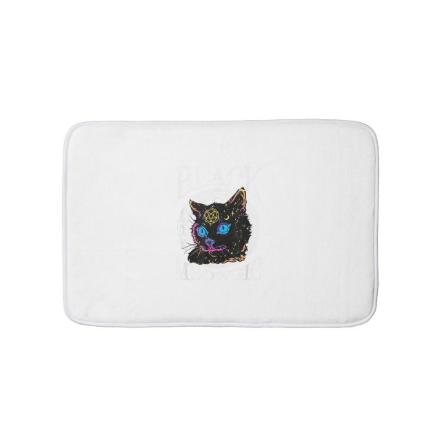 Black Cat Meowgic, Halloween Witch, Witchcraft Pen Bath Mat (Front)