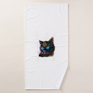 Black Cat Meowgic, Halloween Witch, Witchcraft Pen Bath Towel