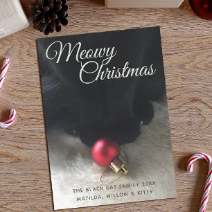 Black Cat Meowy Christmas Holiday Card