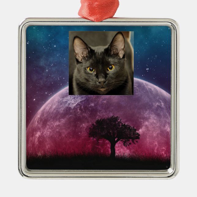 Black Cat Metal Tree Decoration (Front)