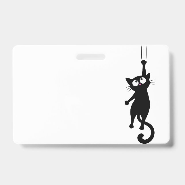 Black Cat Minimalist Wall Art Printable, Cute Mode ID Badge (Front)