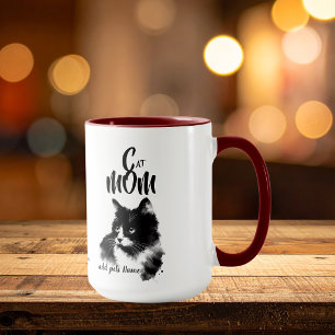 Black CAT MOM add Photo &/or Name Mug