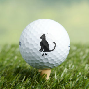 Black Cat Monogram Animal Kitty Kitten Pet Golf Balls