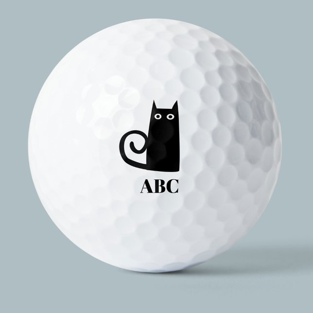 Black Cat Monogram Golf Balls (Creator Uploaded)