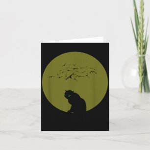 Black Cat Moon Bats Halloween Card