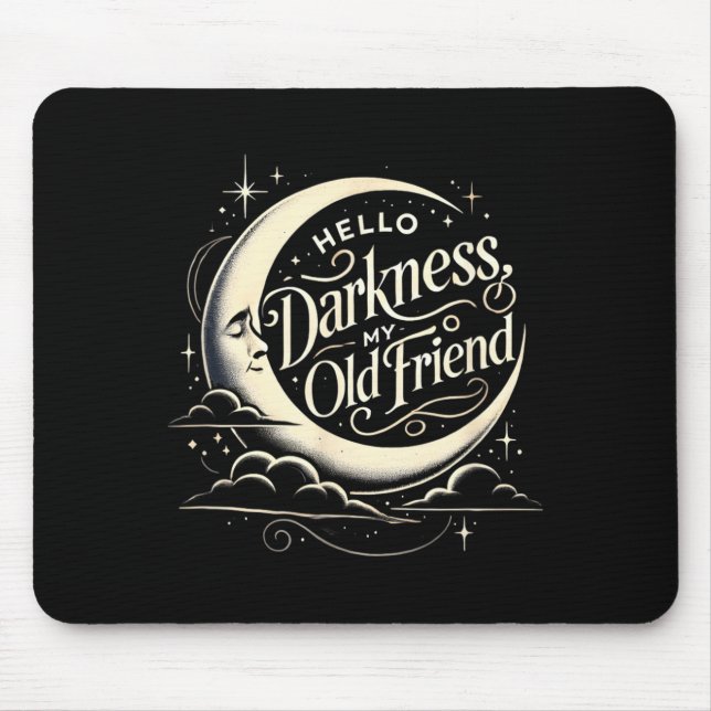 Black Cat Moon Halloween Spooky Into The Darkness Mouse Pad (Front)