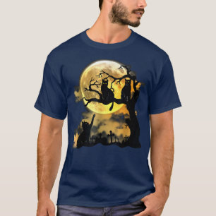 Black Cat Moon Halloween Vintage Happy Halloween T-Shirt