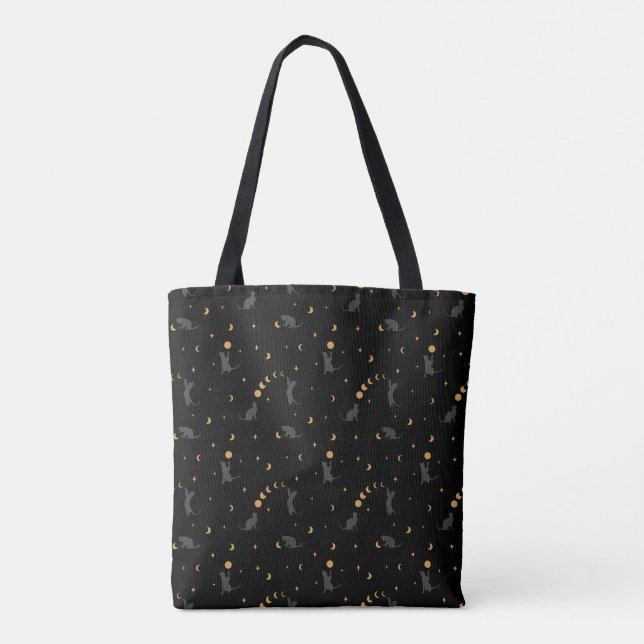 Black Cat Moon Phases Tote (Back)