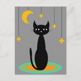 Black Cat Moon Postcard