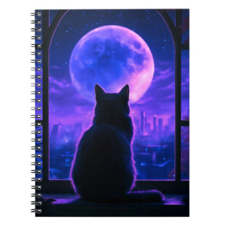 Black Cat Moonlight Night Notebook