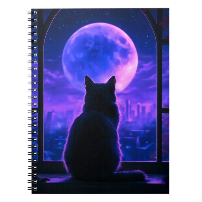 Black Cat Moonlight Night Notebook (Front)